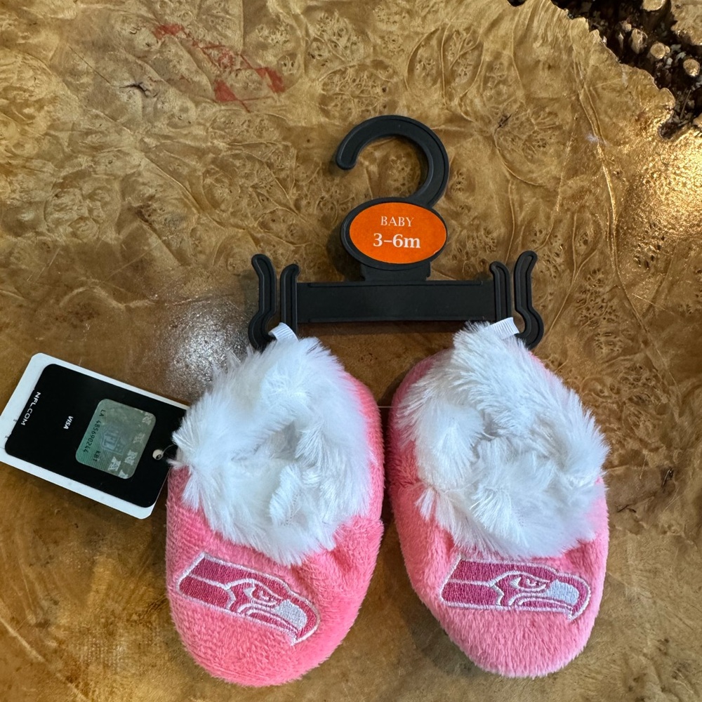 Pink Baby Walker Shoes with White Fur Trim